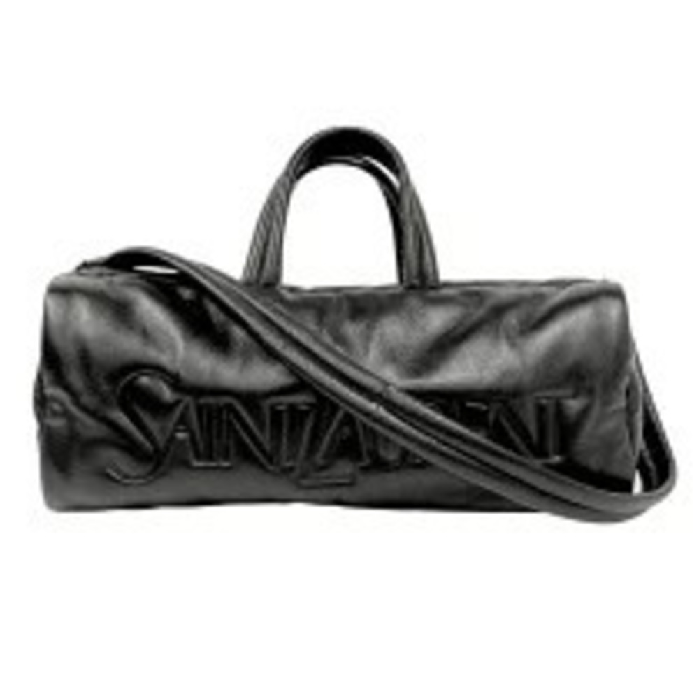 Saint Laurent Wide Puffer Boston Bag Black Nappa Leather